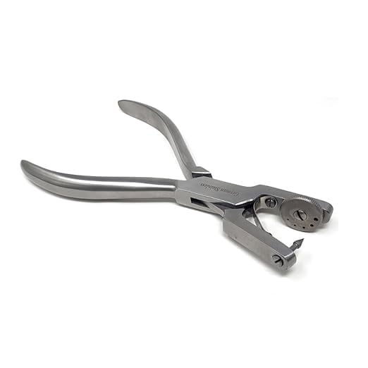 Leather Hole Punch Heavy Duty Hand Pliers Belt Holes 5 Sized Puncher Tool Stainless Steel Watch Band Leather Hole Punch Pliers - Silver