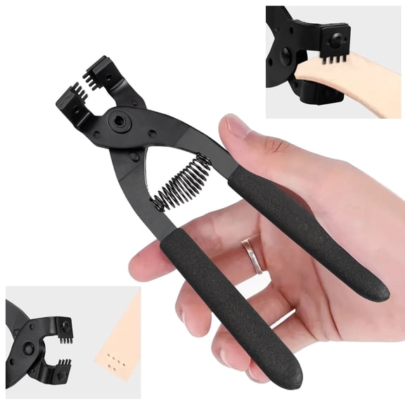 Leather Hole Punch,Leather Stitching Punch, Handheld Silent Punching Thread Holes Plier for Belts Straps Purses Watch Bands Saddles Shoes(4mm-4 Teeth)