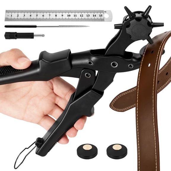 Leather Hole Punch Set Upgraded Effort Saving Belt Hole Puncher for DIY Leather Work Leather Punch Tool for Belt