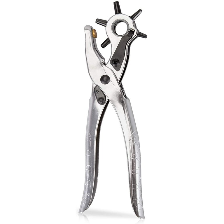 Leather Hole Punch,Belt Hole Puncher for Leather, Revolving Punch Plier Kit,Leather Punch Plier for Leather, Belts, Watches, Handbags, Leather Punch