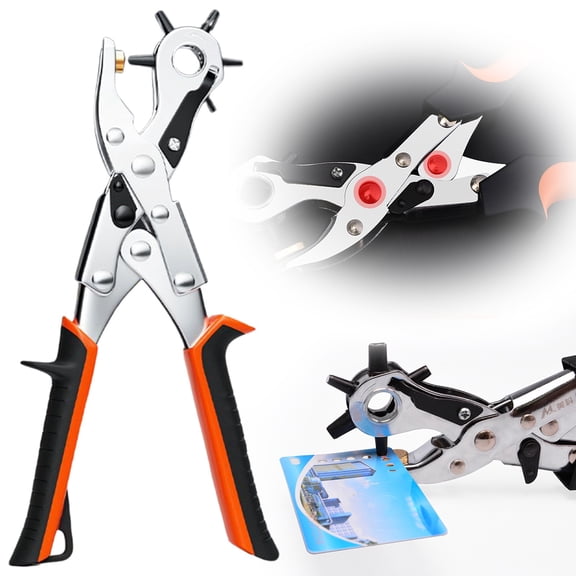 Leather Hole Punch Tool  Belt Hole Puncher Kit with 6 Conical Punches & Replacement Set, Easy Punching for Watch Bands, Saddles, Straps, Craft Projects
