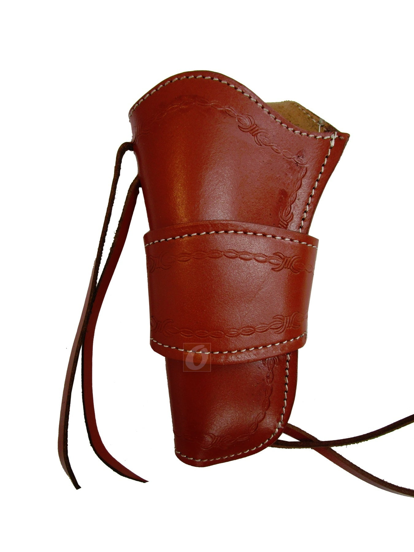 Leather Holster Long Barrel OWB Revolver Pistol Fit Barbed Tooled Red - Left Hand