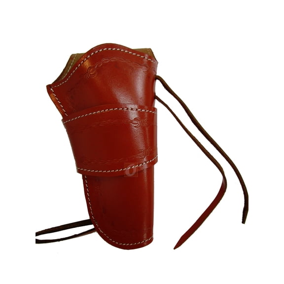 Leather Holster Long Barrel OWB Revolver Pistol Fit Barbed Tooled Red - Right Hand