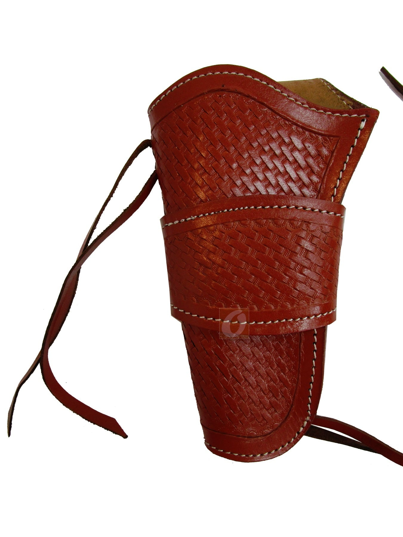 Leather Holster Long Barrel OWB Revolver Pistol Fit Basket Tooled Red - Left Hand