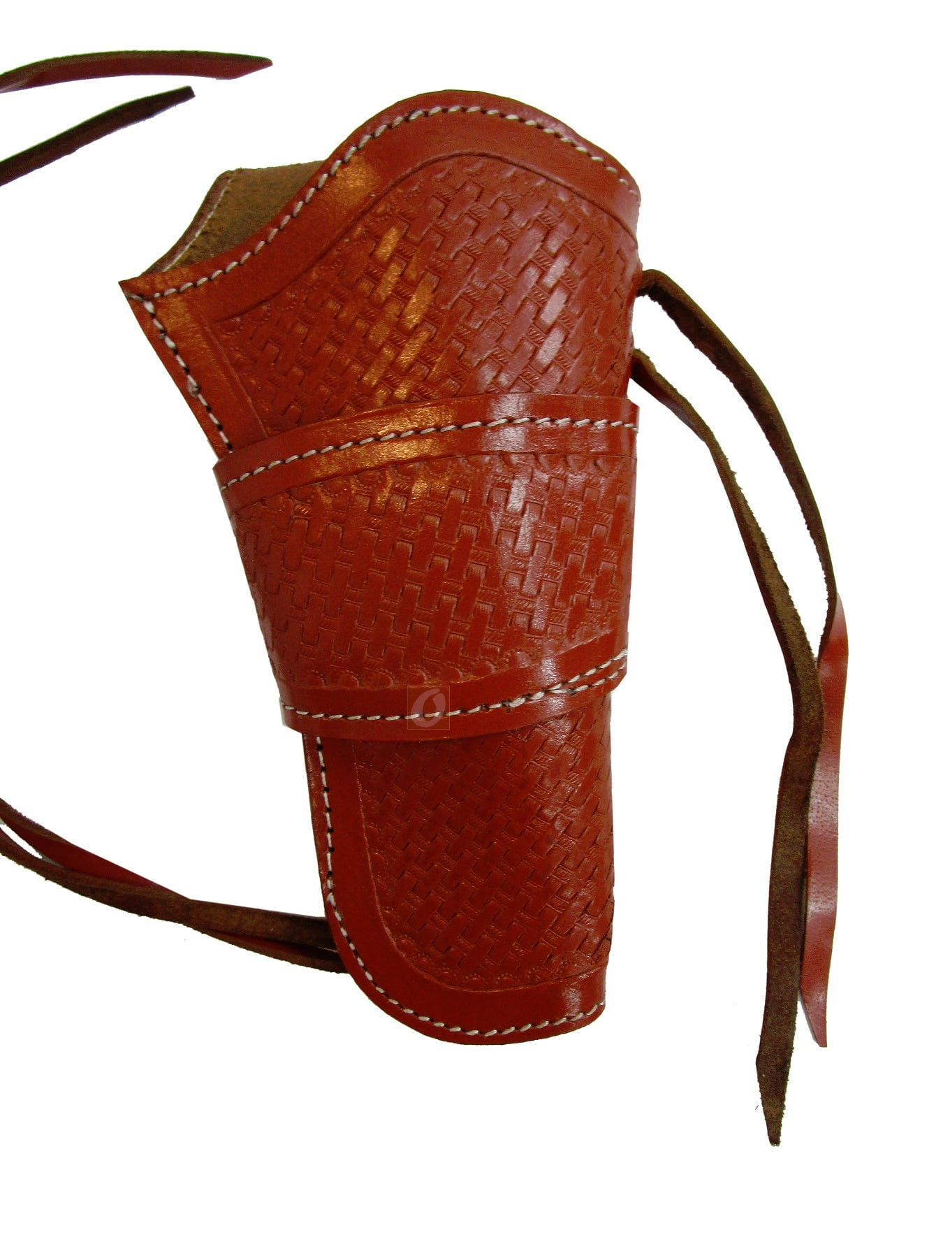 Leather Holster Long Barrel OWB Revolver Pistol Fit Basket Tooled Red - Right Hand