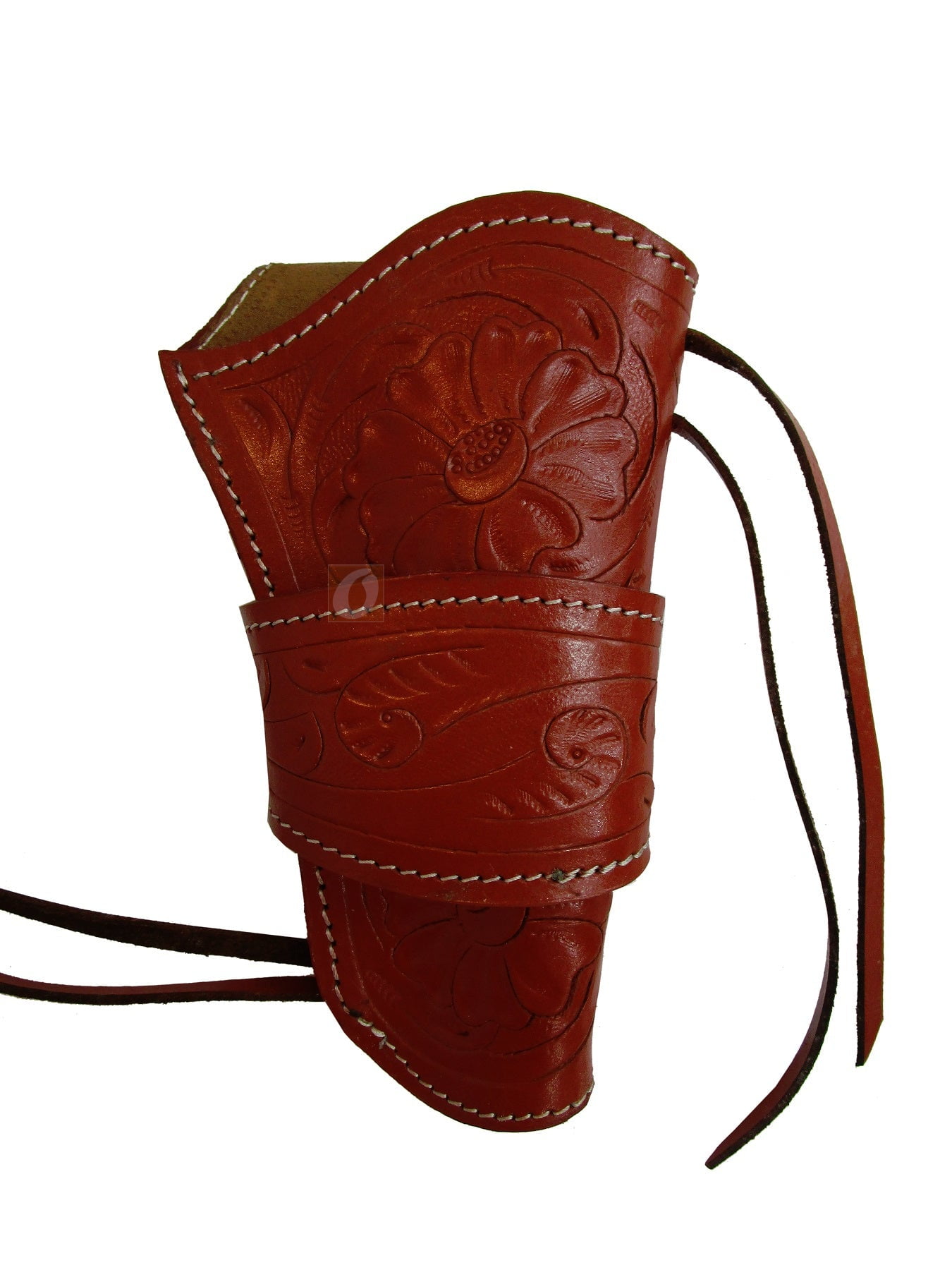 Leather Holster Long Barrel OWB Revolver Pistol Fit Floral Tooled Red - Right Hand