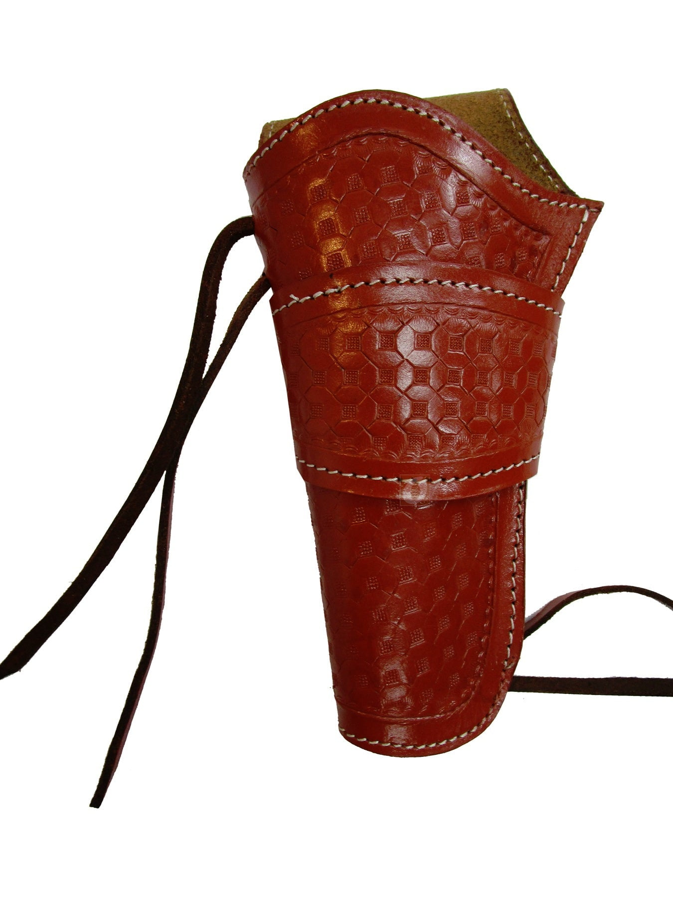 Leather Holster Long Barrel OWB Revolver Pistol Fit Waffle Tooled Red - Left Hand