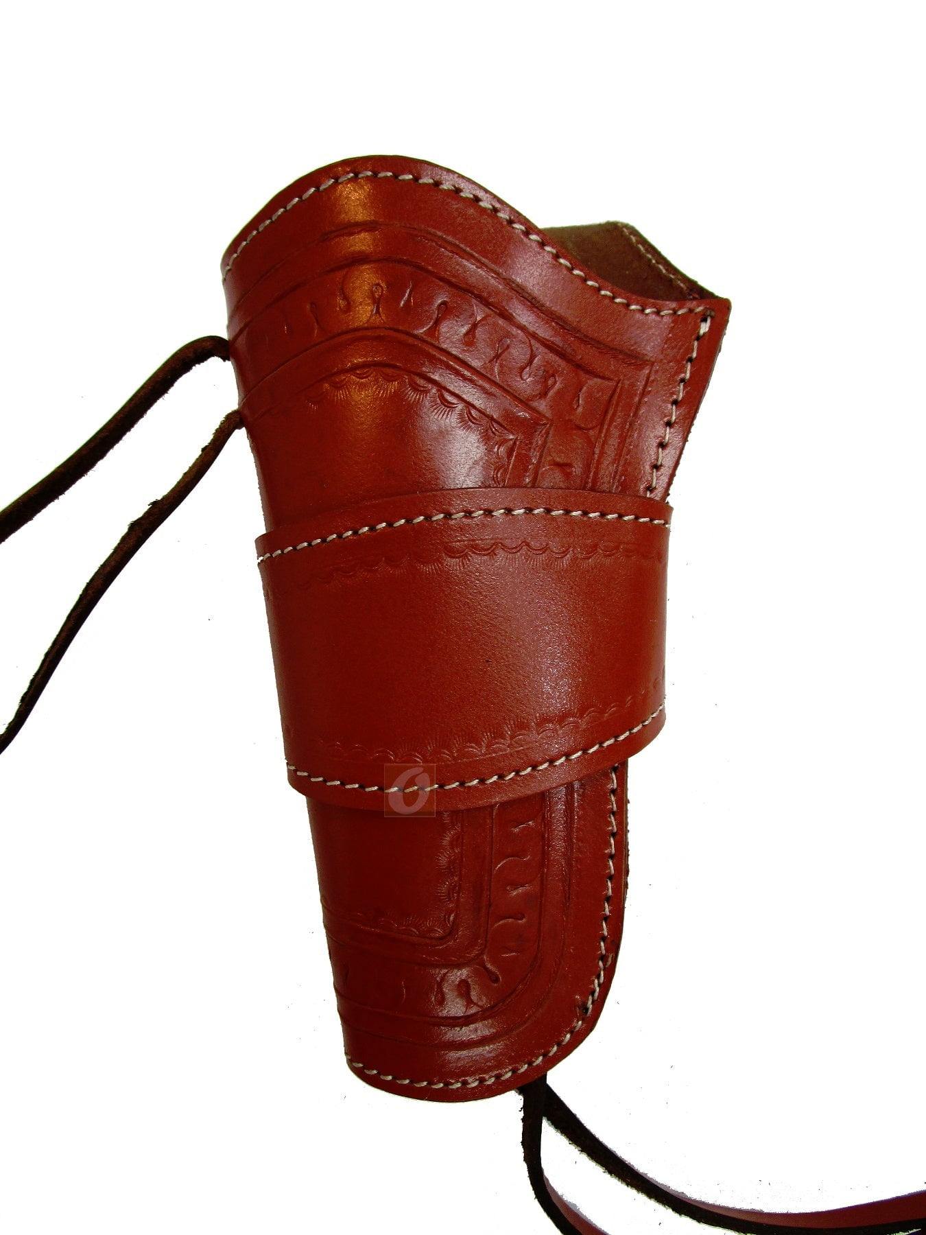 Leather Holster Long Barrel Revolver OWB Pistol Fit Basket Tooled Black - Left Hand