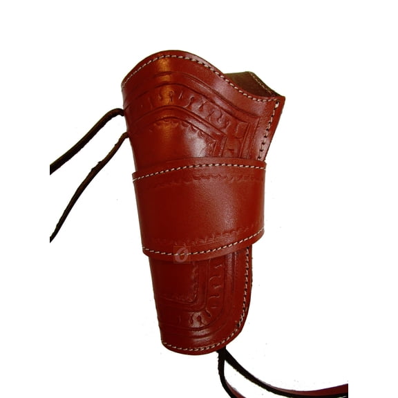 Leather Holster Long Barrel Revolver OWB Pistol Fit Basket Tooled Black - Left Hand