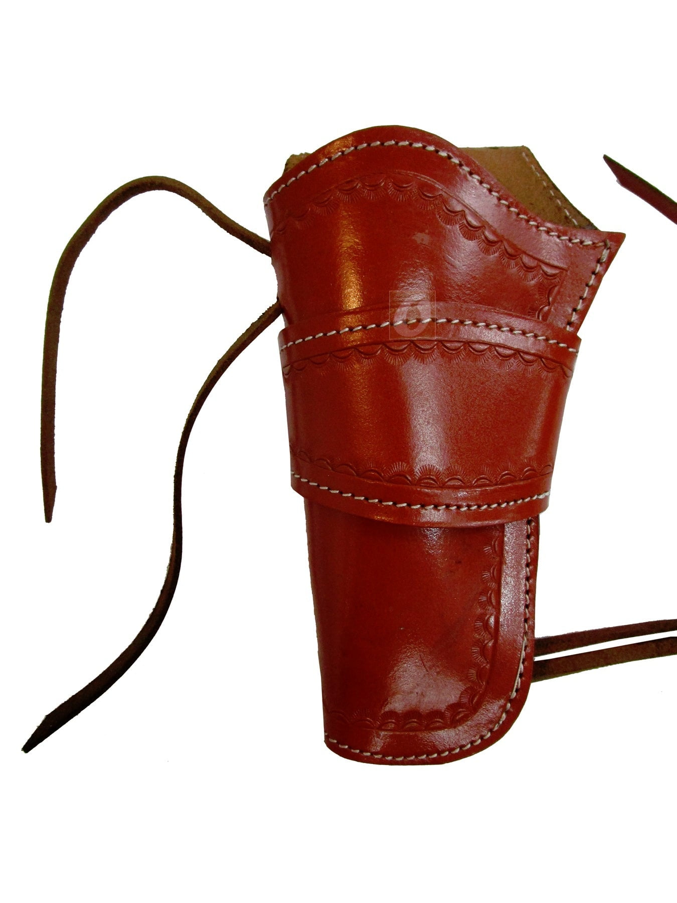 Leather Holster Long Barrel Revolver Pistol Fit Sea Shell Tooled Red - Left Hand