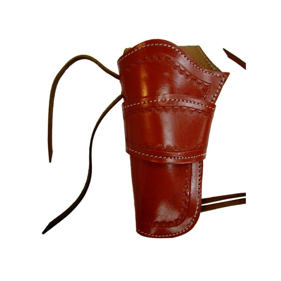 Leather Holster Long Barrel Revolver Pistol Fit Sea Shell Tooled Red - Left Hand