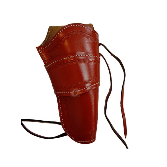 Leather Holster Long Barrel Revolver Pistol Fit Sea Shell Tooled Red - Right Hand