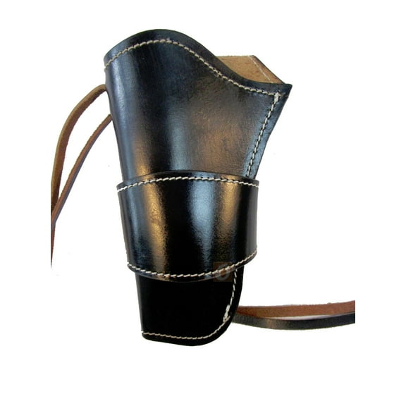 Leather Holster Long Barrel Revolver Pistol Fit Smooth Black - Left Hand