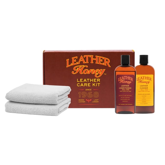 Leather Honey Non-Toxic Leather Care Kit, Contains 8oz Cleaner, 8oz Conditioner and Two Applicator Cloths