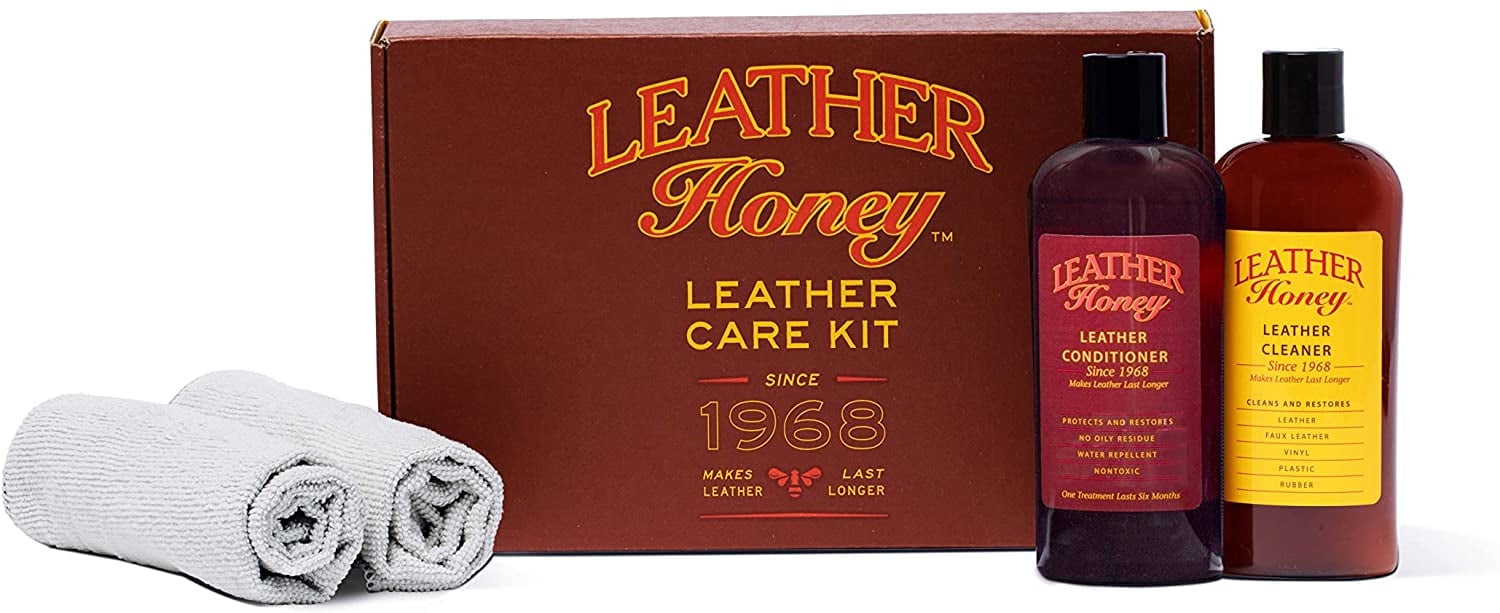 Leather Honey Non-Toxic Leather Care Kit, Contains 8oz Cleaner, 8oz Conditioner and Two Applicator Cloths