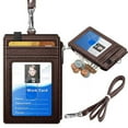 Leather ID Badge and Card Holder with Lanyard Adjustable Retractable