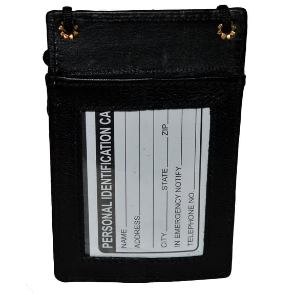 Leather Id and Business Card Holder Neck Band