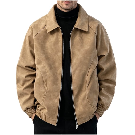Leather Jacket Men Pu Leather Bomber Motorcycle Jacket Mens Stand Collar Zip-Up Jackets Coat Casual Stylish