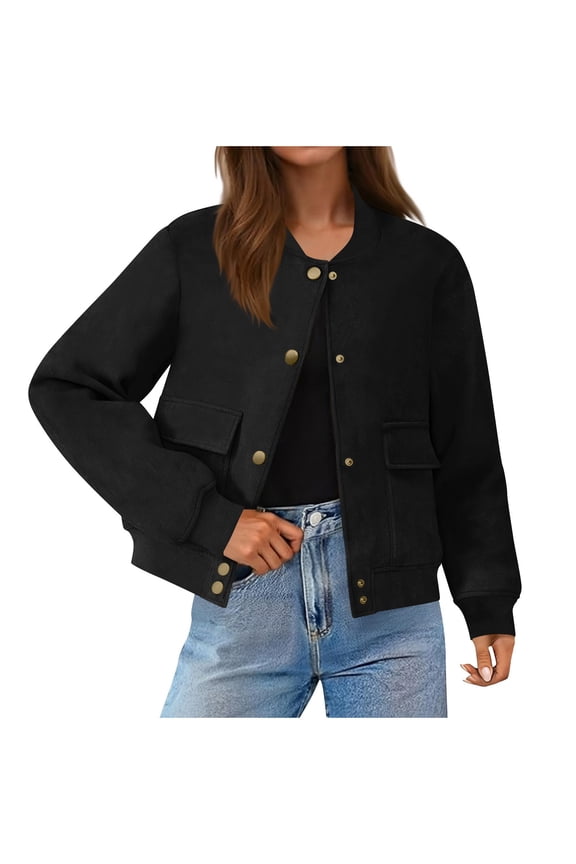 Leather Jacket Sevevn Women's Solid Color Fashion Jacket Leather Coat Deerskin Velvet Temperament Neck Short Coat