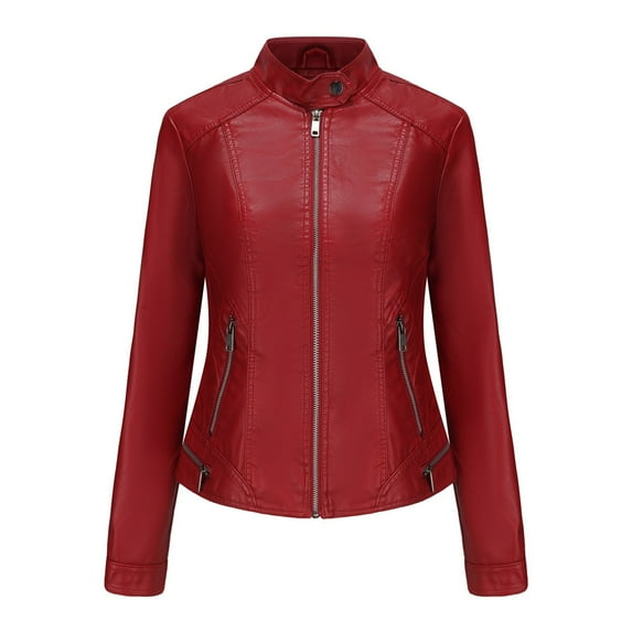 Leather Jacket Women 2023 Fall Women's Faux Leather Blazer Jacket Vegan Leather Coat for Women Relaxed-fit Bomber Jacket Women Outerwear Jackets & Coats