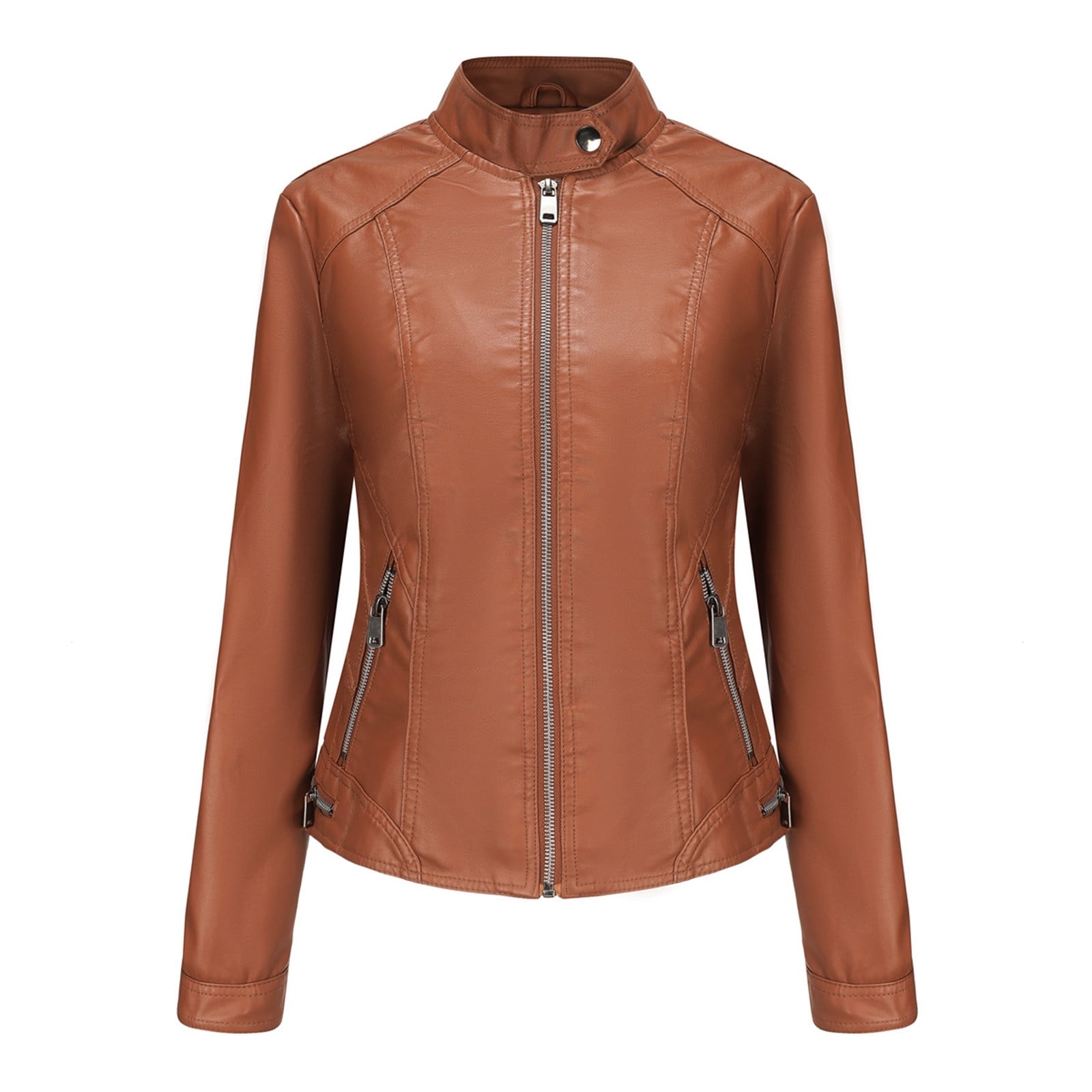 Leather Jacket Women 2024 Fall Women's Faux Leather Blazer Jacket Vegan Leather Coat for Women Relaxed-fit Bomber Jacket Women Outerwear Jackets & Coats