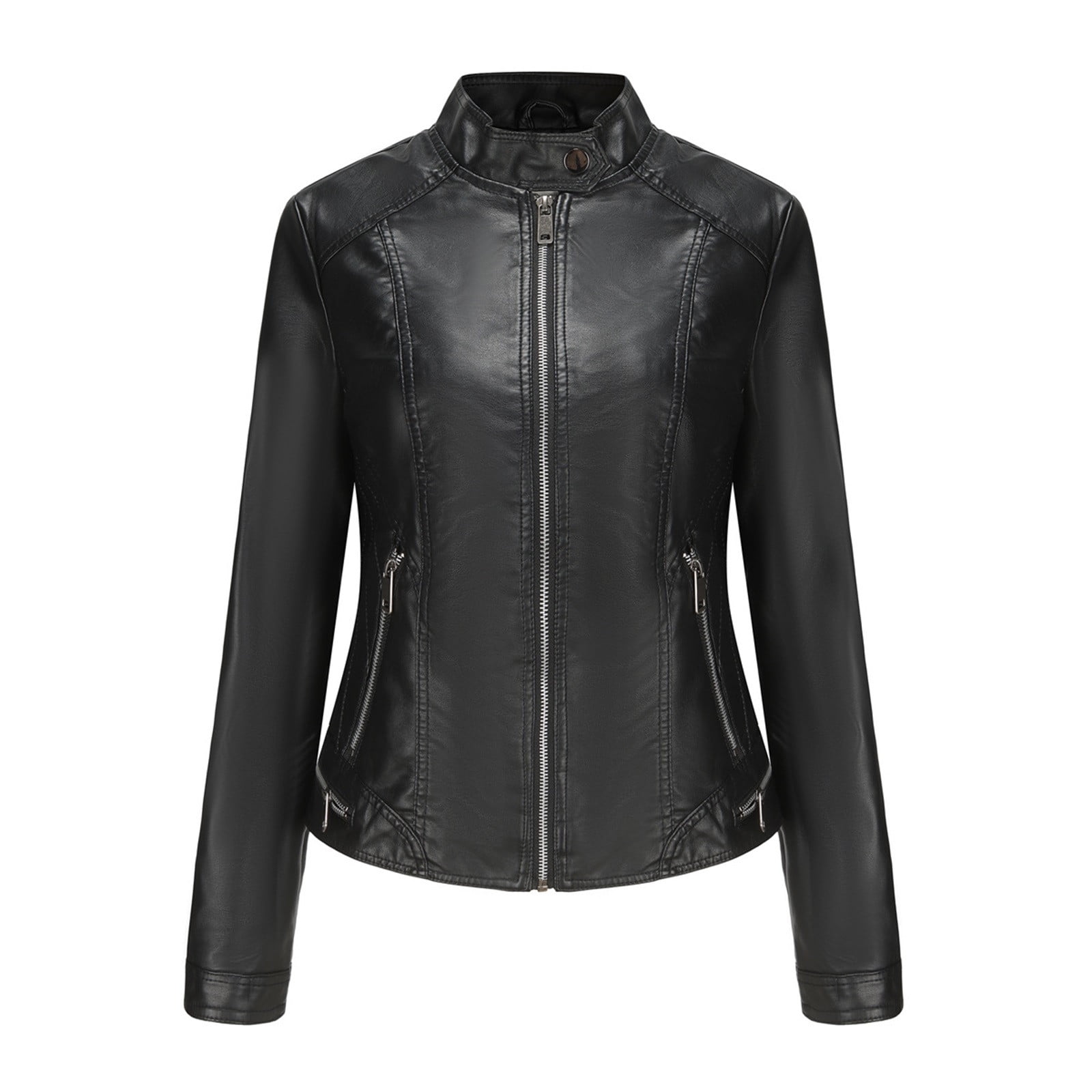 Leather Jacket Women 2024 Fall Women's Faux Leather Blazer Jacket Vegan Leather Coat for Women Relaxed-fit Bomber Jacket Women Outerwear Jackets & Coats