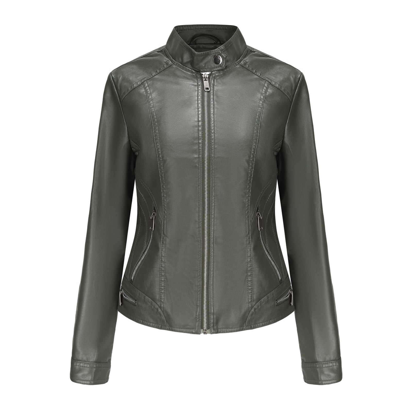 Leather Jacket Women 2024 Fall Women's Faux Leather Blazer Jacket Vegan Leather Coat for Women Relaxed-fit Bomber Jacket Women Outerwear Jackets & Coats
