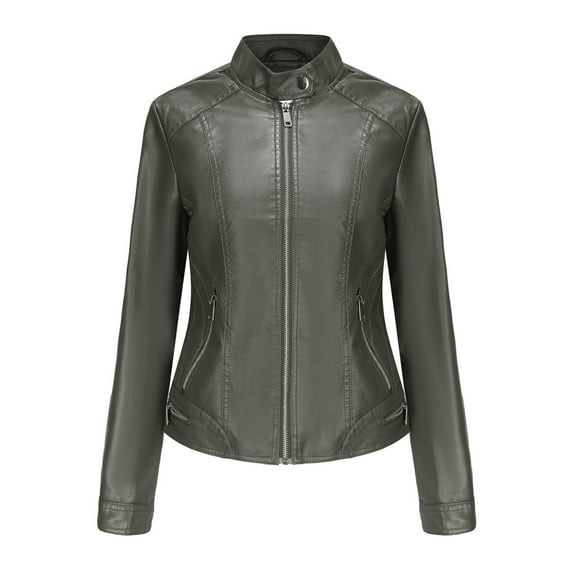 Leather Jacket Women 2024 Fall Women's Faux Leather Blazer Jacket Vegan Leather Coat for Women Relaxed-fit Bomber Jacket Women Outerwear Jackets & Coats