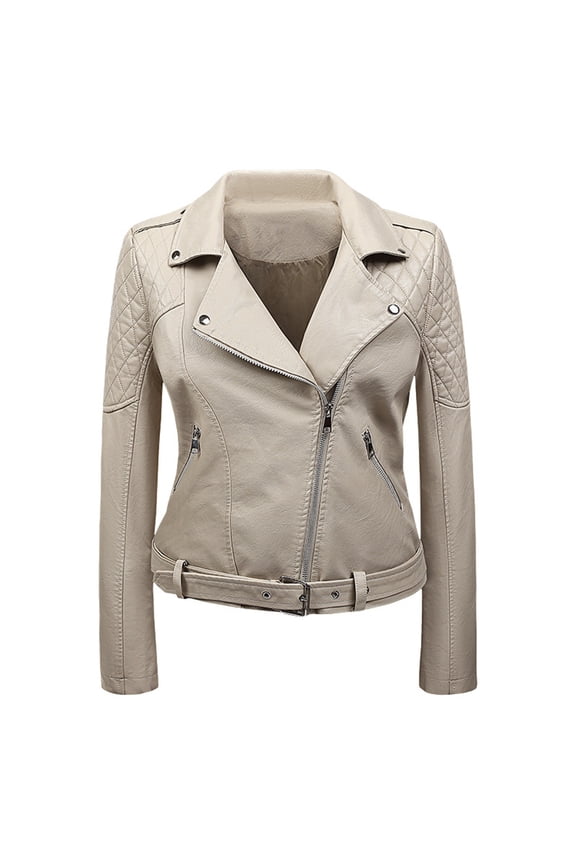 Leather Jacket for Women Biker Style Vintage Leather Jacket Women Casual Fashion Motorcycle Zip-Up Lightweight Coat Collar Women Leather Jacket Bomber Jacket Women