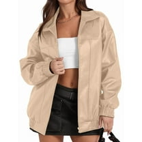 Leather Jacket Women Faux Oversized Coats 2025 Fall Fashion Outfits Winter Clothes L