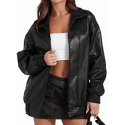 Leather Jacket Women Faux Oversized Coats 2025 Fal