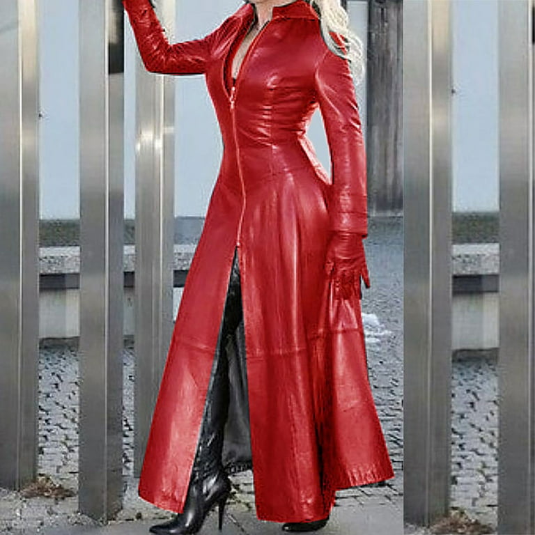 Leather Jacket for Women Zpanxa Women Sexy Long Leather Coat, Slim Moto Biker Long Leather, Fashion Winter Faux Leather Windbreaker Coat with Pockets Leather Jacket for Women Zpanxa Women Sexy Long Leather Coat, Slim Moto Biker Long Leather, Fashion Winter Faux Leather Windbreaker Coat with Pockets