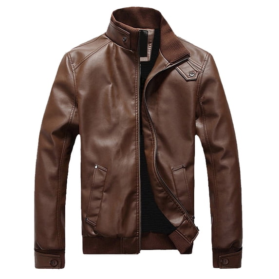 Leather Jackets for Men Plus Size,Mens Faux Leather Motorcycle Jacket Slim Fit,Men's Faux Leather Jacket Vintage Stand Collar Motorcycle PU Leather Jackets Outwear,S-5XL