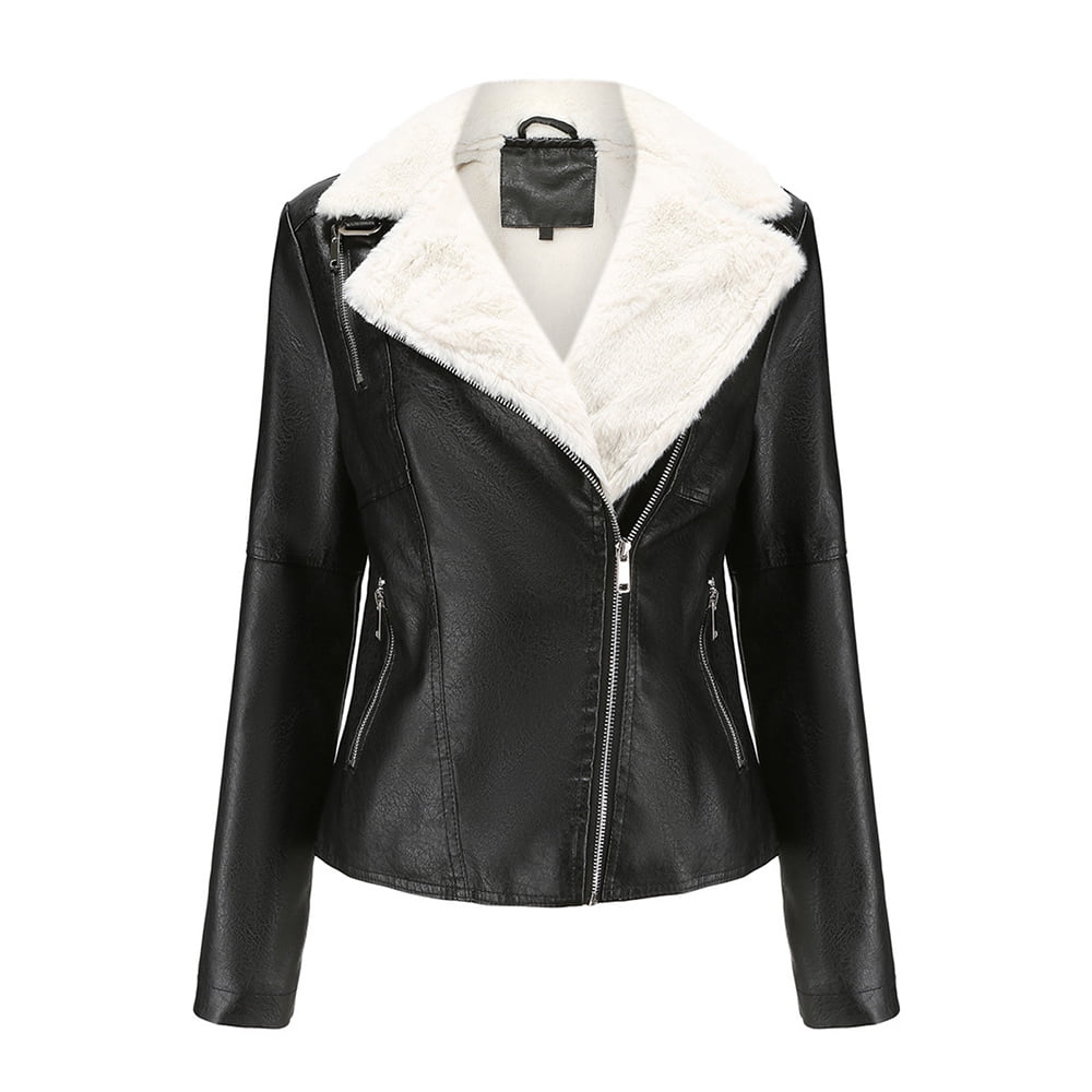 Leather Jackets for Women Zpanxa Women Faux Leather Moto Biker Short Coat Jacket, Plus Size Short Lightweight Motorcycle Biker Jacket, Fitted Slim Jackets Coat Black A S