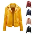 thumbnail image 1 of Leather Jackets for Women Zpanxa Women Faux Leather Moto Biker Short Coat Jacket, Plus Size Short Lightweight Motorcycle Biker Jacket, Fitted Slim Jackets Coat Yellow L, 1 of 4
