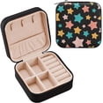thumbnail image 1 of Leather Jewelry Box Colorful Stars Portable Mini Jewelry Storage Bag for Travel, Small Ring Case Earrings Organizer Necklaces Box for Women Girls Women Gifts, 1 of 7