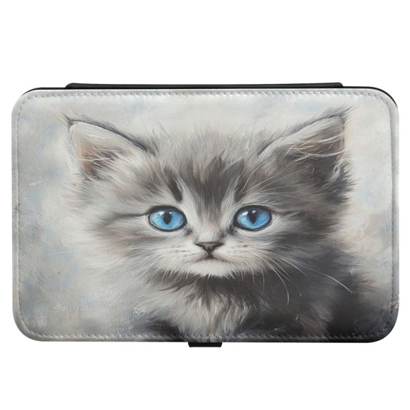 Leather Jewelry Box Rectangular 8.27x5.5x1.78In Travel Jewelry Storage Earrings Necklace Bracelet Watch Brooch Storage Beautiful Blue-eyed Cat