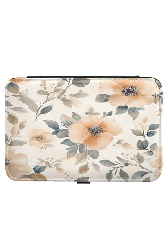 Leather Jewelry Box Rectangular 8.27x5.5x1.78In Travel Jewelry Storage Earrings Necklace Bracelet Watch Brooch Storage Beautiful Orange Flowers