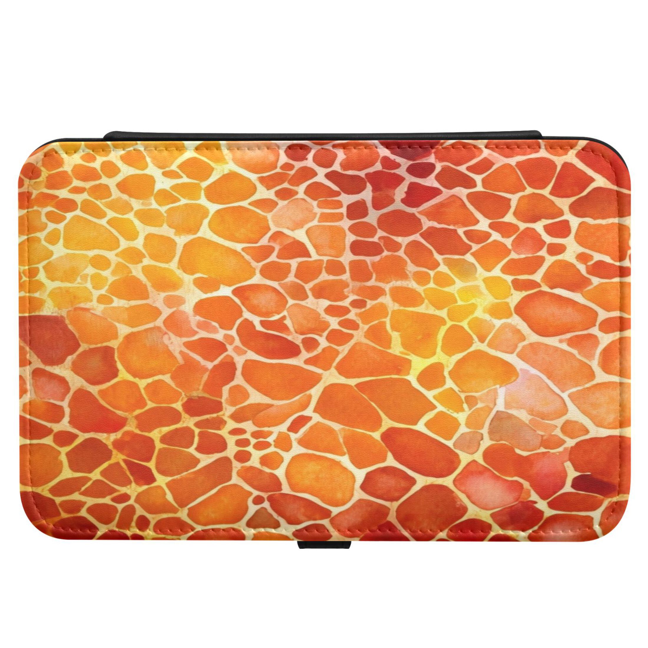 Leather Jewelry Box Rectangular 8.27x5.5x1.78In Travel Jewelry Storage Earrings Necklace Bracelet Watch Brooch Storage Beautiful Orange Pattern