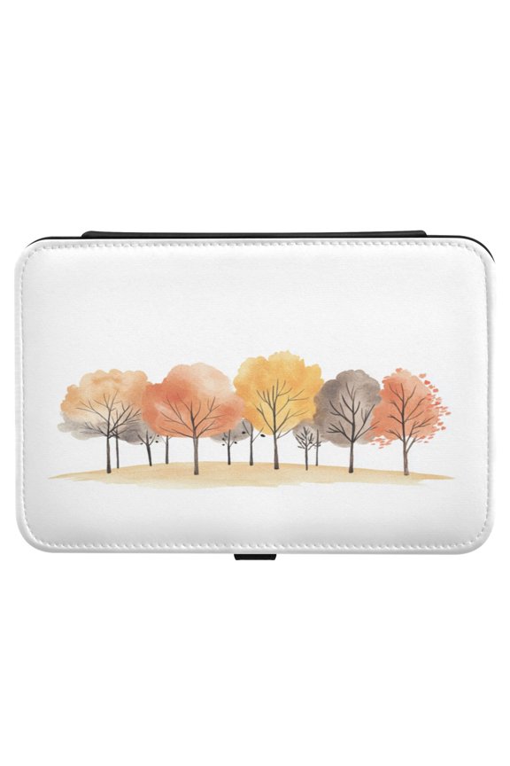 Leather Jewelry Box Rectangular 8.27x5.5x1.78In Travel Jewelry Storage Earrings Necklace Bracelet Watch Brooch Storage Beautiful Orange Trees