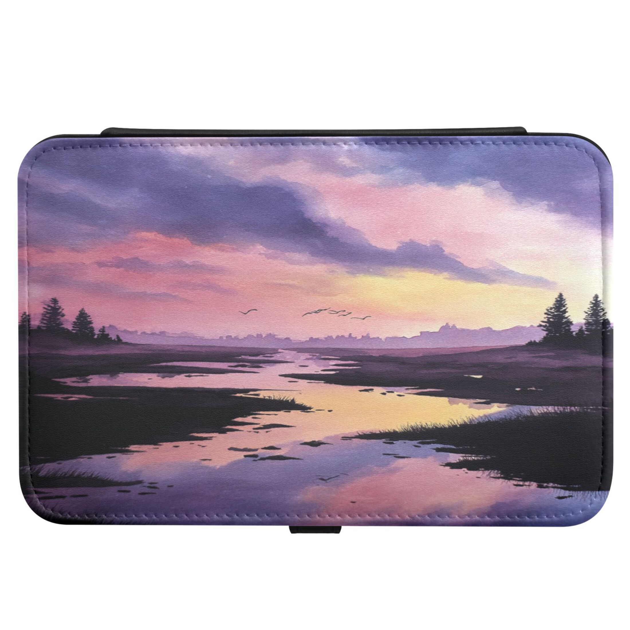 Leather Jewelry Box Rectangular 8.27x5.5x1.78In Travel Jewelry Storage Earrings Necklace Bracelet Watch Brooch Storage Beautiful Sky