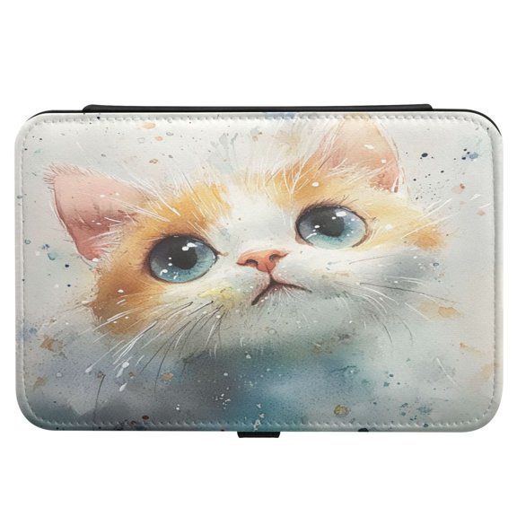 Leather Jewelry Box Rectangular 8.27x5.5x1.78In Travel Jewelry Storage Earrings Necklace Bracelet Watch Brooch Storage Beautiful Watercolor Cat