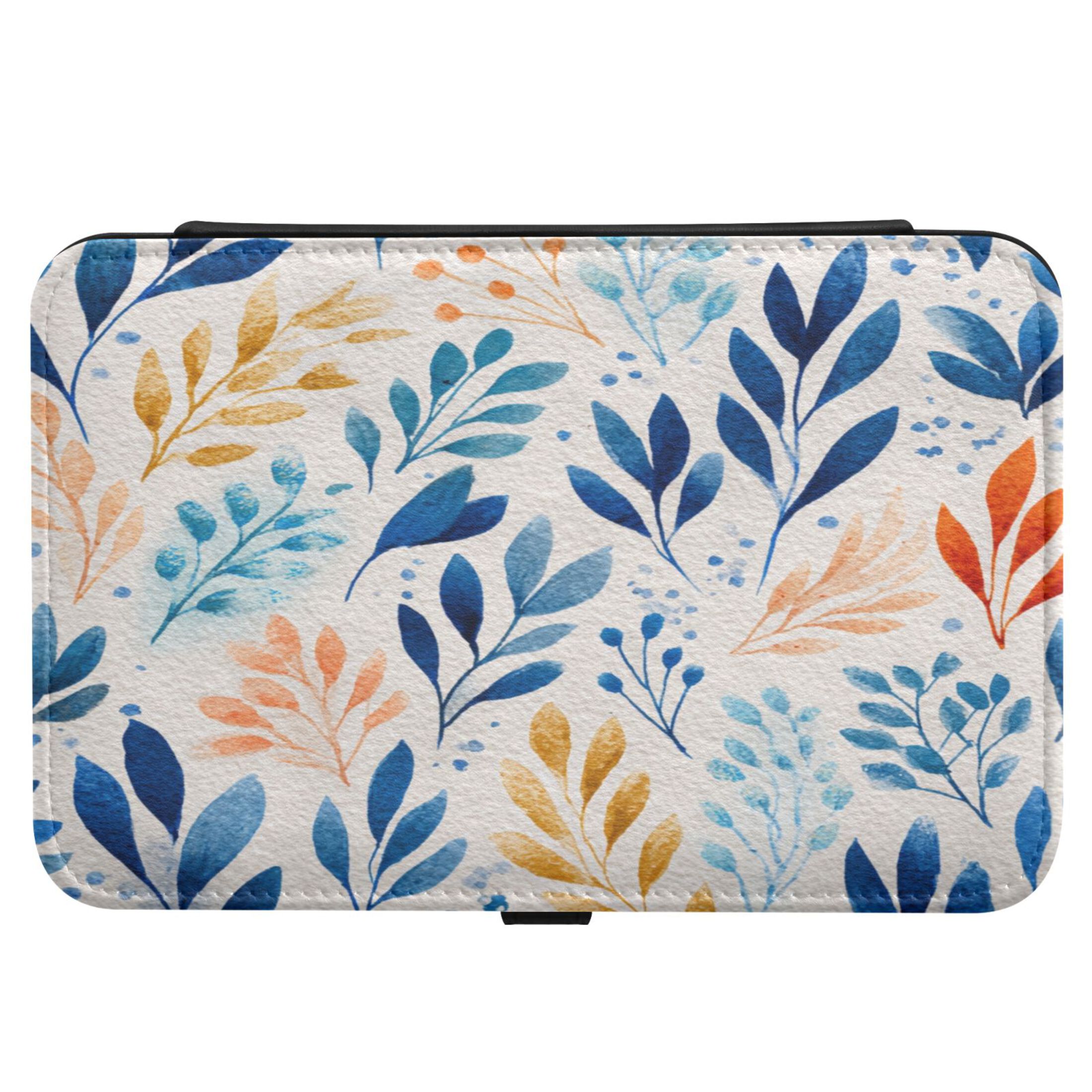 Leather Jewelry Box Rectangular 8.27x5.5x1.78In Travel Jewelry Storage Earrings Necklace Bracelet Watch Brooch Storage Beautiful Watercolor Leaves
