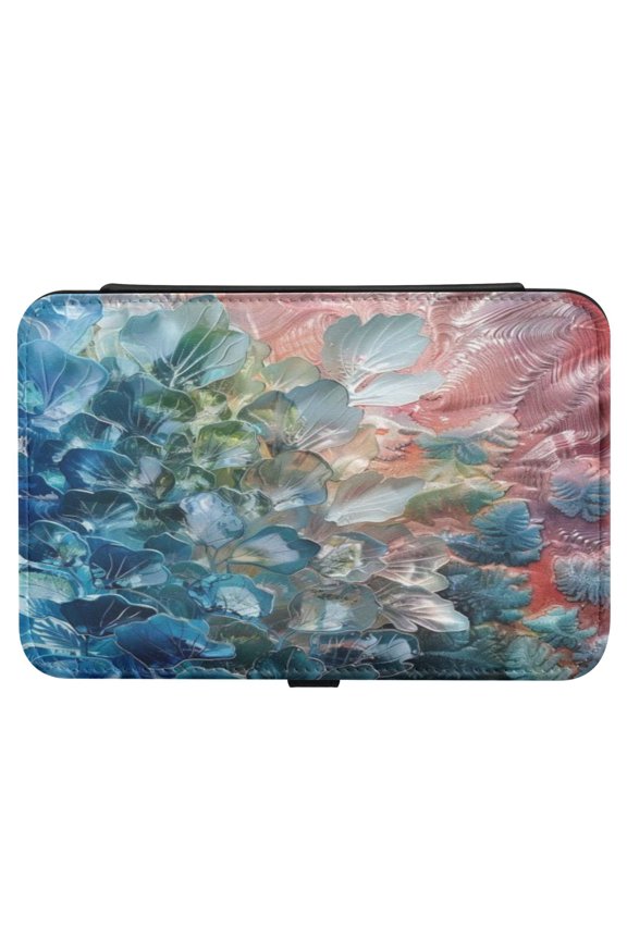 Leather Jewelry Box Rectangular 8.27x5.5x1.78In Travel Jewelry Storage Earrings Necklace Bracelet Watch Brooch Storage Blue Leaves