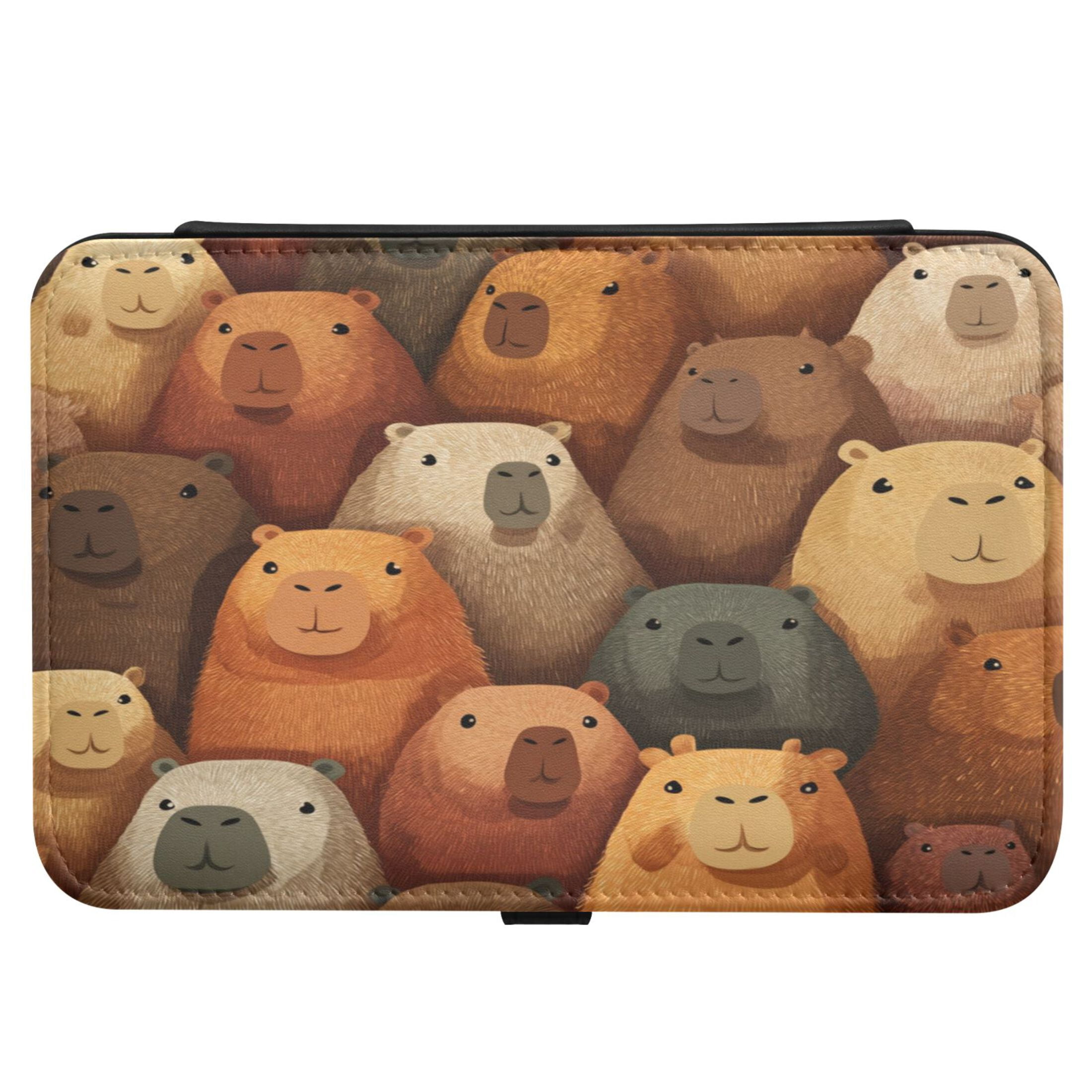 Leather Jewelry Box Rectangular 8.27x5.5x1.78In Travel Jewelry Storage Earrings Necklace Bracelet Watch Brooch Storage Capibara Seamless