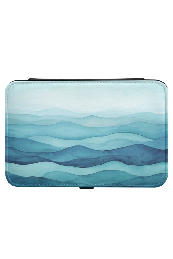 Leather Jewelry Box Rectangular 8.27x5.5x1.78In Travel Jewelry Storage Earrings Necklace Bracelet Watch Brooch Storage Cartoon Blue Sea