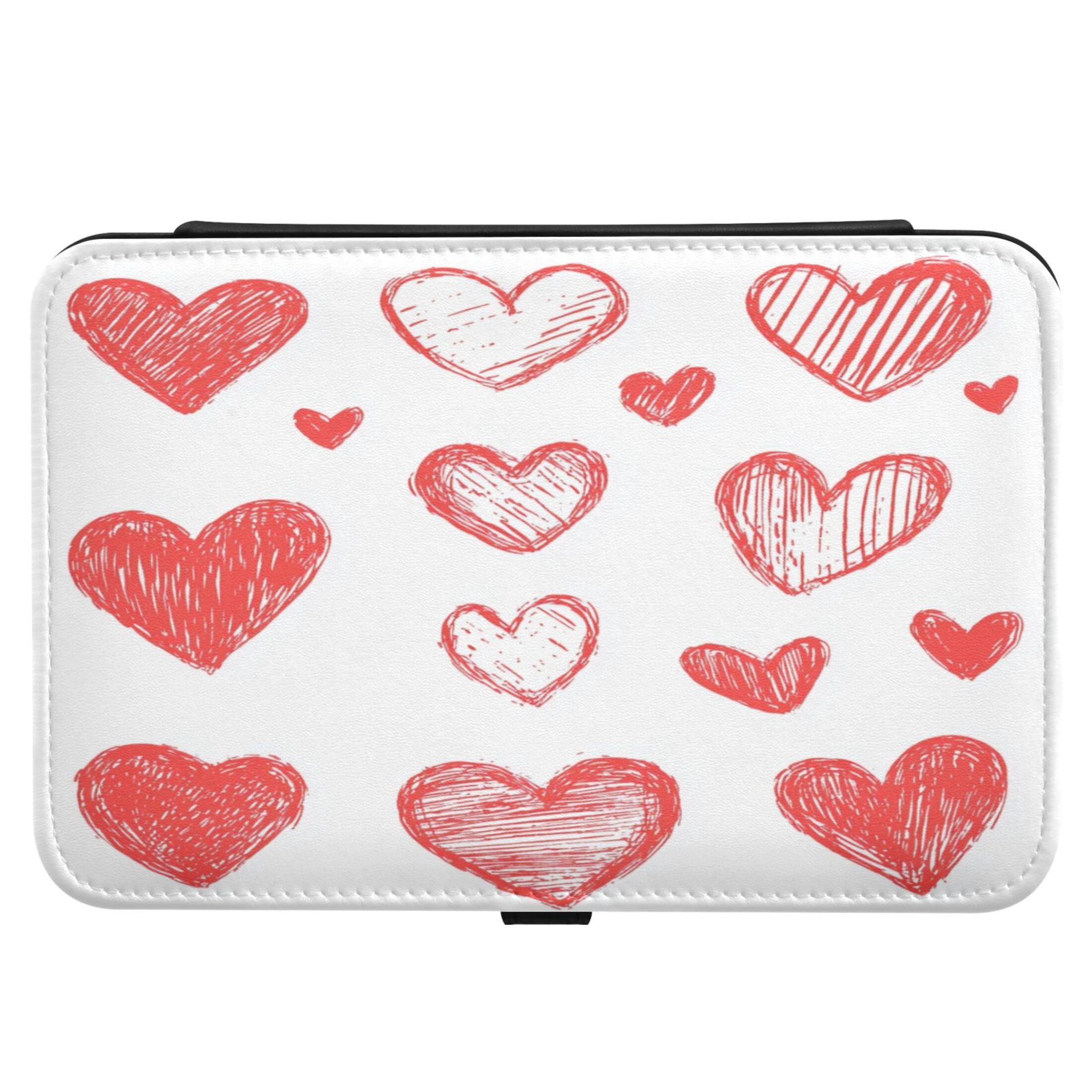 Leather Jewelry Box Rectangular 8.27x5.5x1.78In Travel Jewelry Storage Earrings Necklace Bracelet Watch Brooch Storage Cartoon Heart