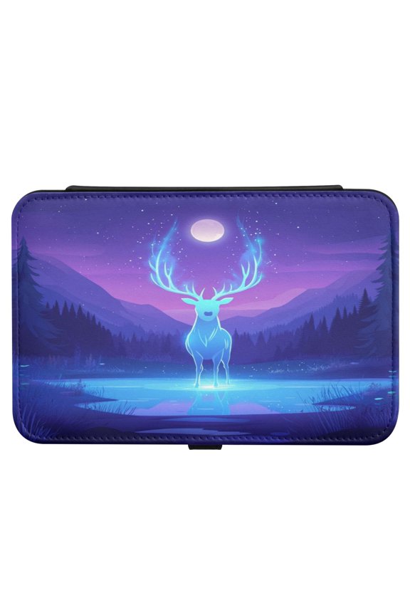 Leather Jewelry Box Rectangular 8.27x5.5x1.78In Travel Jewelry Storage Earrings Necklace Bracelet Watch Brooch Storage Cartoon Purple Elk