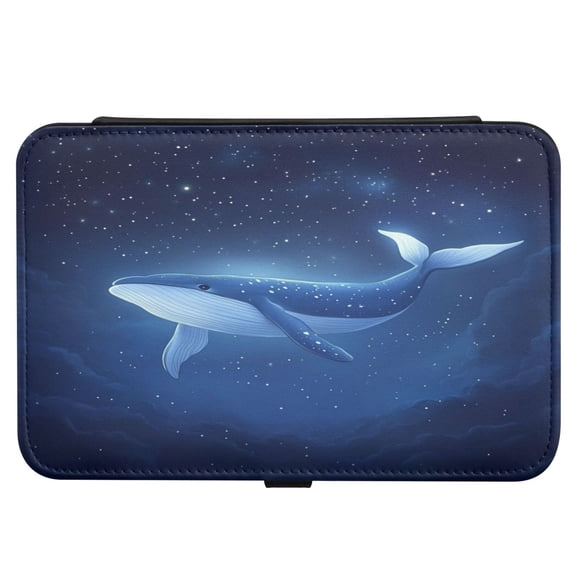 Leather Jewelry Box Rectangular 8.27x5.5x1.78In Travel Jewelry Storage Earrings Necklace Bracelet Watch Brooch Storage Cartoon Sky Whale
