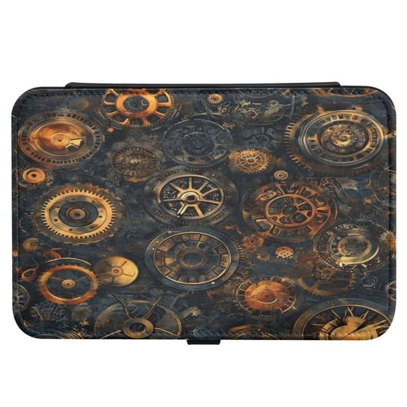 Leather Jewelry Box Rectangular 8.27x5.5x1.78In Travel Jewelry Storage Earrings Necklace Bracelet Watch Brooch Storage Cartoon Steampunk Gears